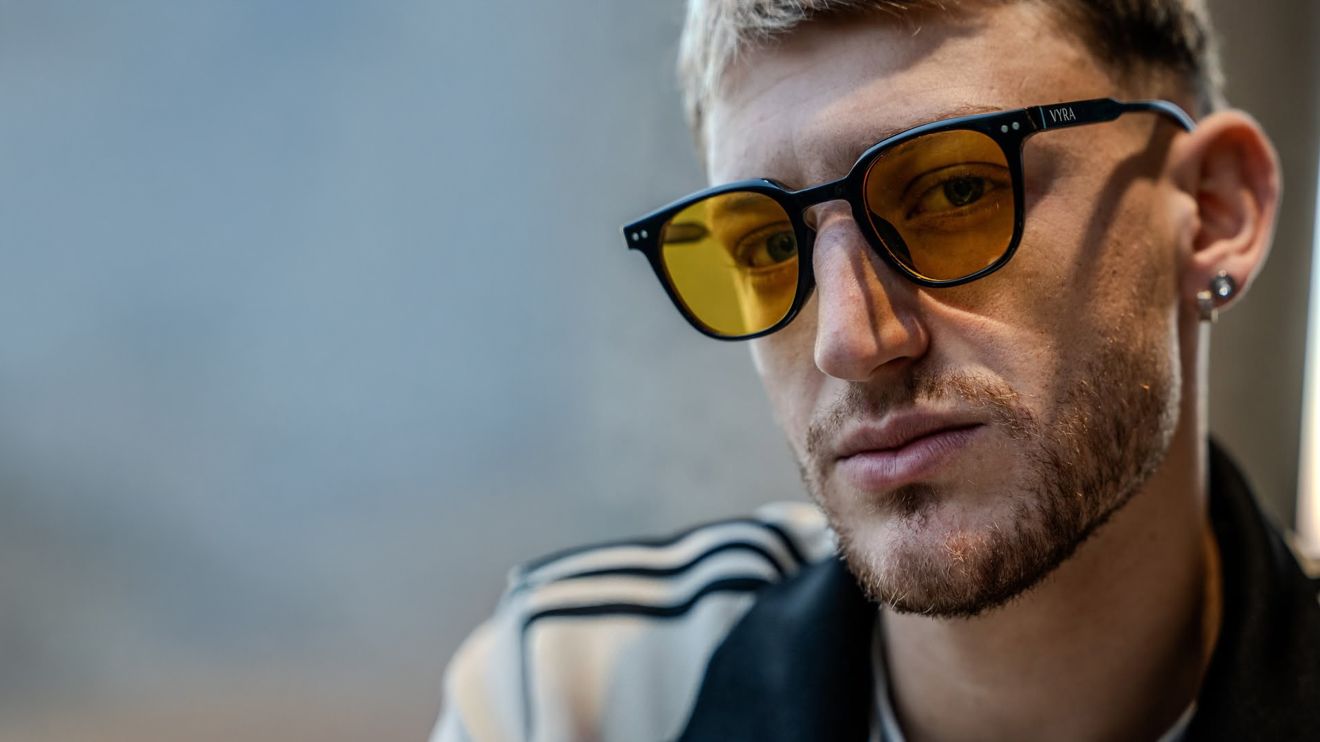 Close up detail of Vyra glasses